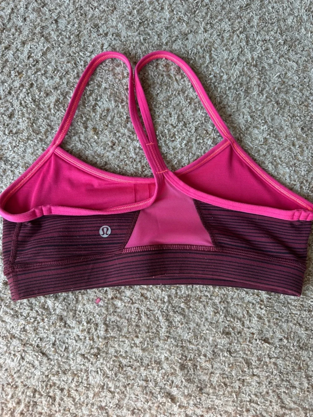 lululemon athletica Maroon Bralette with Hot Pink Trim - Picture 2 of 3